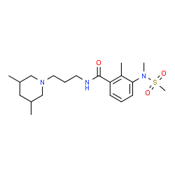 ChemSpider 2D Image | N-[3-(3,5-Dimethyl-1-piperidinyl)propyl]-2-methyl-3-[methyl(methylsulfonyl)amino]benzamide | C20H33N3O3S