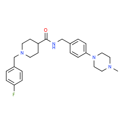 ChemSpider 2D Image | 1-(4-Fluorobenzyl)-N-[4-(4-methyl-1-piperazinyl)benzyl]-4-piperidinecarboxamide | C25H33FN4O