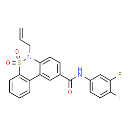 ChemSpider 2D Image | 6-Allyl-N-(3,4-difluorophenyl)-6H-dibenzo[c,e][1,2]thiazine-9-carboxamide 5,5-dioxide | C22H16F2N2O3S