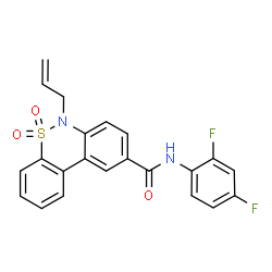 ChemSpider 2D Image | 6-Allyl-N-(2,4-difluorophenyl)-6H-dibenzo[c,e][1,2]thiazine-9-carboxamide 5,5-dioxide | C22H16F2N2O3S