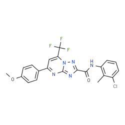ChemSpider 2D Image | N-(3-Chloro-2-methylphenyl)-5-(4-methoxyphenyl)-7-(trifluoromethyl)[1,2,4]triazolo[1,5-a]pyrimidine-2-carboxamide | C21H15ClF3N5O2