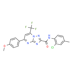 ChemSpider 2D Image | N-(2-Chloro-4-methylphenyl)-5-(4-methoxyphenyl)-7-(trifluoromethyl)[1,2,4]triazolo[1,5-a]pyrimidine-2-carboxamide | C21H15ClF3N5O2