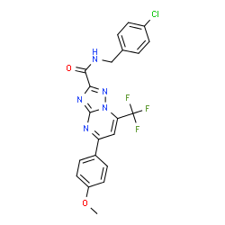 ChemSpider 2D Image | N-(4-Chlorobenzyl)-5-(4-methoxyphenyl)-7-(trifluoromethyl)[1,2,4]triazolo[1,5-a]pyrimidine-2-carboxamide | C21H15ClF3N5O2
