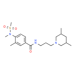 ChemSpider 2D Image | N-[3-(3,5-Dimethyl-1-piperidinyl)propyl]-3-methyl-4-[methyl(methylsulfonyl)amino]benzamide | C20H33N3O3S