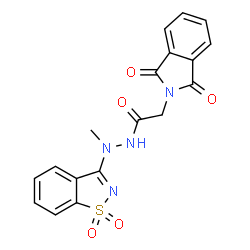 ChemSpider 2D Image | N'-(1,1-Dioxido-1,2-benzothiazol-3-yl)-2-(1,3-dioxo-1,3-dihydro-2H-isoindol-2-yl)-N'-methylacetohydrazide | C18H14N4O5S