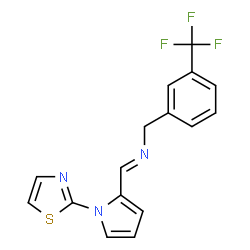 ChemSpider 2D Image | N-[[1-(2-Thiazolyl)-1H-pyrrol-2-yl]methylene]-3-(trifluoromethyl)benzenemethanamine | C16H12F3N3S