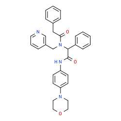 ChemSpider 2D Image | N-(2-{[4-(4-Morpholinyl)phenyl]amino}-2-oxo-1-phenylethyl)-2-phenyl-N-(3-pyridinylmethyl)acetamide | C32H32N4O3