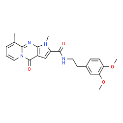 ChemSpider 2D Image | N-[2-(3,4-Dimethoxyphenyl)ethyl]-1,9-dimethyl-4-oxo-1,4-dihydropyrido[1,2-a]pyrrolo[2,3-d]pyrimidine-2-carboxamide | C23H24N4O4