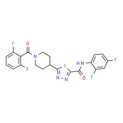 ChemSpider 2D Image | 5-[1-(2,6-Difluorobenzoyl)-4-piperidinyl]-N-(2,4-difluorophenyl)-1,3,4-thiadiazole-2-carboxamide | C21H16F4N4O2S