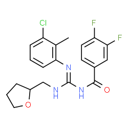 ChemSpider 2D Image | N-{(Z)-[(3-Chloro-2-methylphenyl)amino][(tetrahydro-2-furanylmethyl)amino]methylene}-3,4-difluorobenzamide | C20H20ClF2N3O2