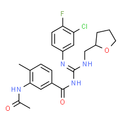 ChemSpider 2D Image | 3-Acetamido-N-{(Z)-[(3-chloro-4-fluorophenyl)amino][(tetrahydro-2-furanylmethyl)amino]methylene}-4-methylbenzamide | C22H24ClFN4O3