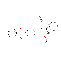 ChemSpider 2D Image | Ethyl (1-{[(2-{1-[(4-methylphenyl)sulfonyl]-4-piperidinyl}ethyl)carbamoyl]amino}cyclohexyl)acetate | C25H39N3O5S