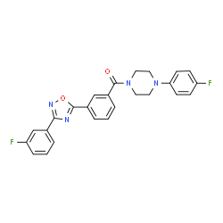ChemSpider 2D Image | {3-[3-(3-Fluorophenyl)-1,2,4-oxadiazol-5-yl]phenyl}[4-(4-fluorophenyl)-1-piperazinyl]methanone | C25H20F2N4O2