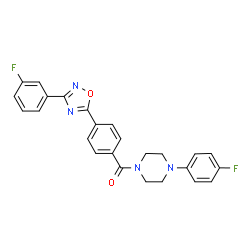 ChemSpider 2D Image | {4-[3-(3-Fluorophenyl)-1,2,4-oxadiazol-5-yl]phenyl}[4-(4-fluorophenyl)-1-piperazinyl]methanone | C25H20F2N4O2