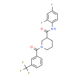 ChemSpider 2D Image | N-(2,4-Difluorophenyl)-1-[3-(trifluoromethyl)benzoyl]-3-piperidinecarboxamide | C20H17F5N2O2