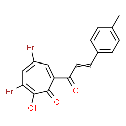 ChemSpider 2D Image | 3,5-Dibromo-2-hydroxy-7-[3-(4-methylphenyl)acryloyl]-2,4,6-cycloheptatrien-1-one | C17H12Br2O3