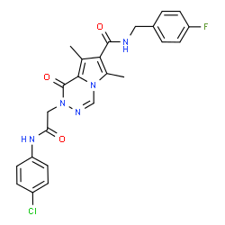 ChemSpider 2D Image | 2-{2-[(4-Chlorophenyl)amino]-2-oxoethyl}-N-(4-fluorobenzyl)-6,8-dimethyl-1-oxo-1,2-dihydropyrrolo[1,2-d][1,2,4]triazine-7-carboxamide | C24H21ClFN5O3