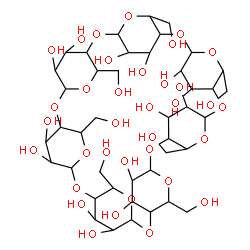 ChemSpider 2D Image | 5,10,15,20,25,30,35-Heptakis(hydroxymethyl)-2,4,7,9,12,14,17,19,22,24,27,29,32,34-tetradecaoxaoctacyclo[31.2.2.2~3,6~.2~8,11~.2~13,16~.2~18,21~.2~23,26~.2~28,31~]nonatetracontane-36,37,38,39,40,41,42,
43,44,45,46,47,48,49-tetradecol | C42H70O35