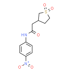 ChemSpider 2D Image | 2-(1,1-Dioxidotetrahydro-3-thiophenyl)-N-(4-nitrophenyl)acetamide | C12H14N2O5S