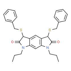 ChemSpider 2D Image | 3,5-Bis(benzylsulfanyl)-1,7-dipropyl-5,7-dihydropyrrolo[3,2-f]indole-2,6(1H,3H)-dione | C30H32N2O2S2