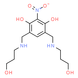 ChemSpider 2D Image | 4,6-Bis{[(3-hydroxypropyl)amino]methyl}-2-nitro-1,3-benzenediol | C14H23N3O6