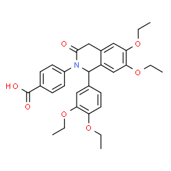 ChemSpider 2D Image | 4-[1-(3,4-Diethoxyphenyl)-6,7-diethoxy-3-oxo-3,4-dihydro-2(1H)-isoquinolinyl]benzoic acid | C30H33NO7