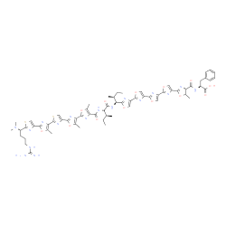 ChemSpider 2D Image | N-({(4S)-2''''-[(1S,2S)-1-{[N-({2'-[2-(2-{2-[(1S)-4-Carbamimidamido-1-(dimethylamino)butyl]-1,3-thiazol-4-yl}-5-methyl-1,3-oxazol-4-yl)-1,3-thiazol-4-yl]-5,5'-dimethyl-2,4'-bi-1,3-oxazol-4-yl}carbonyl
)-D-alloisoleucyl]amino}-2-methylbutyl]-5-methyl-4,5-dihydro-2,4':2',4'':2'',4''':2''',4''''-quinque-1,3-oxazol-4-yl}carbonyl)-L-phenylalanine | C63H69N17O13S2