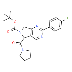 ChemSpider 2D Image | 2-Methyl-2-propanyl 2-(4-fluorophenyl)-5-(1-pyrrolidinylcarbonyl)-5,7-dihydro-6H-pyrrolo[3,4-d]pyrimidine-6-carboxylate | C22H25FN4O3