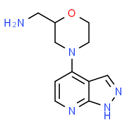 ChemSpider 2D Image | 1-[4-(1H-Pyrazolo[3,4-b]pyridin-4-yl)-2-morpholinyl]methanamine | C11H15N5O
