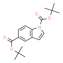 ChemSpider 2D Image | Bis(2-methyl-2-propanyl) 1H-indole-1,5-dicarboxylate | C18H23NO4
