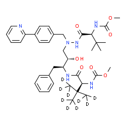 ChemSpider 2D Image | 1,14-Dimethyl (3S,8S,9S,12S)-3-(1,1-dimethylethyl)-12-[1,1-di(methyl-d3)ethyl-2,2,2-d3]-8-hydroxy-4,11-dioxo-9-(phenylmethyl)-6-[[4-(2-pyridinyl)phenyl]methyl]-2,5,6,10,13-pentaazatetradecanedioate | C38H43D9N6O7