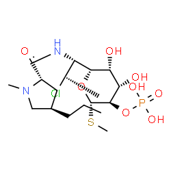 ChemSpider 2D Image | Methyl (5R)-5-[(1R,2S)-2-chloro-1-{[(4R)-1-methyl-4-propyl-L-prolyl]amino}propyl]-2-O-phosphono-1-thio-alpha-L-arabinopyranoside | C18H34ClN2O8PS