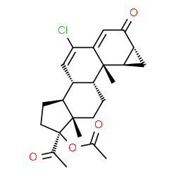 ChemSpider 2D Image | (1S,3aS,3bR,7aR,8aR,8bS,8cR,10aS)-1-Acetyl-5-chloro-8b,10a-dimethyl-7-oxo-1,2,3,3a,3b,7,7a,8,8a,8b,8c,9,10,10a-tetradecahydrocyclopenta[a]cyclopropa[g]phenanthren-1-yl acetate | C24H29ClO4