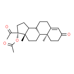 ChemSpider 2D Image | (8xi,9beta,10alpha,14xi)-3,20-Dioxopregn-4-en-17-yl acetate | C23H32O4