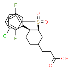 ChemSpider 2D Image | 3-[(3S,4S)-3-[(3-Chlorophenyl)sulfonyl]-4-(2,5-difluorophenyl)cyclohexyl]propanoic acid | C21H21ClF2O4S