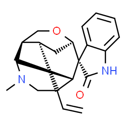ChemSpider 2D Image | (1'R,2'R,3S,6'S,8'R,11'S)-4'-Methyl-2'-vinylspiro[indole-3,7'-[9]oxa[4]azatetracyclo[6.3.1.0~2,6~.0~5,11~]dodecan]-2(1H)-one | C20H22N2O2