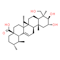 ChemSpider 2D Image | (2alpha,3beta)-2,3,24-Trihydroxyurs-12-en-28-oic acid | C30H48O5