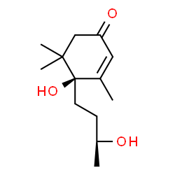 ChemSpider 2D Image | (4S)-4-Hydroxy-4-[(3S)-3-hydroxybutyl]-3,5,5-trimethyl-2-cyclohexen-1-one | C13H22O3