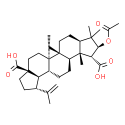 ChemSpider 2D Image | (1R,2S,3aR,5aR,5bR,7aS,10R,10aR,10bR,12aR,12bR)-2-Acetoxy-10-isopropenyl-3,3,5a,5b,12b-pentamethyloctadecahydrodicyclopenta[a,i]phenanthrene-1,7a(1H)-dicarboxylic acid | C32H48O6