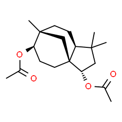 ChemSpider 2D Image | (1S,2S,5S,8R,9R)-4,4,8-Trimethyltricyclo[6.3.1.0~1,5~]dodecane-2,9-diyl diacetate | C19H30O4