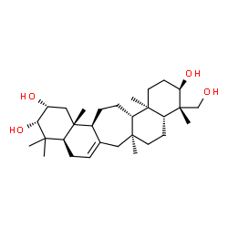 ChemSpider 2D Image | (2R,3S,4aR,7aS,9aR,10S,11R,13aR,13bS,15aS,15bR)-10-(Hydroxymethyl)-4,4,7a,10,13a,15b-hexamethyl-2,3,4,4a,5,7,7a,8,9,9a,10,11,12,13,13a,13b,14,15,15a,15b-icosahydro-1H-naphtho[2',1':4,5]cyclohepta[1,2-
a]naphthalene-2,3,11-triol | C30H50O4