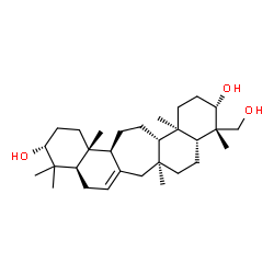 ChemSpider 2D Image | (3S,4S,4aR,6aS,9aR,11R,13aR,13bS,15aS,15bR)-4-(Hydroxymethyl)-4,6a,10,10,13a,15b-hexamethyl-2,3,4,4a,5,6,6a,7,9,9a,10,11,12,13,13a,13b,14,15,15a,15b-icosahydro-1H-naphtho[2',1':4,5]cyclohepta[1,2-a]na
phthalene-3,11-diol | C30H50O3