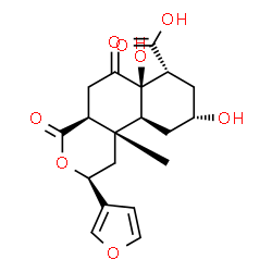 ChemSpider 2D Image | (2S,4aS,6aR,7R,9R,10aS,10bS)-2-(3-Furyl)-6a,9-dihydroxy-10b-methyl-4,6-dioxododecahydro-2H-benzo[f]isochromene-7-carboxylic acid | C19H22O8