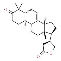 ChemSpider 2D Image | 3-oxo-24,25,26,27-tetranortirucall-7-ene-23(21)-lactone | C26H38O3