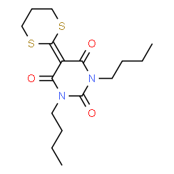ChemSpider 2D Image | 1,3-dibutyl-5-(1,3-dithian-2-ylidene)-1,3-diazinane-2,4,6-trione | C16H24N2O3S2