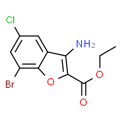 ChemSpider 2D Image | Ethyl 3-amino-7-bromo-5-chloro-1-benzofuran-2-carboxylate | C11H9BrClNO3