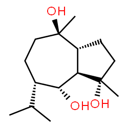 ChemSpider 2D Image | (1S,3aR,4R,7S,8R,8aR)-7-Isopropyl-1,4-dimethyldecahydro-1,4,8-azulenetriol | C15H28O3
