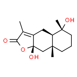 ChemSpider 2D Image | (4aR,5R,8aR,9aS)-5,9a-Dihydroxy-3,5,8a-trimethyl-4a,5,6,7,8,8a,9,9a-octahydronaphtho[2,3-b]furan-2(4H)-one | C15H22O4