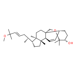 ChemSpider 2D Image | (1R,4S,5S,8R,9R,12S,13S,16S)-8-[(2R,4E)-6-Methoxy-6-methyl-4-hepten-2-yl]-5,9,17,17-tetramethyl-18-oxapentacyclo[10.5.2.0~1,13~.0~4,12~.0~5,9~]nonadec-2-en-16-ol | C31H50O3