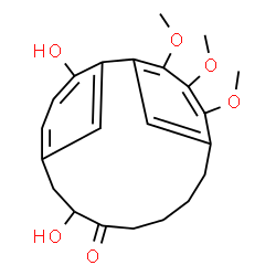 ChemSpider 2D Image | 3,8-Dihydroxy-15,16,17-trimethoxytricyclo[12.3.1.12,6]nonadeca-1(18),2,4,6(19),14,16-hexaen-9-one | C22H26O6